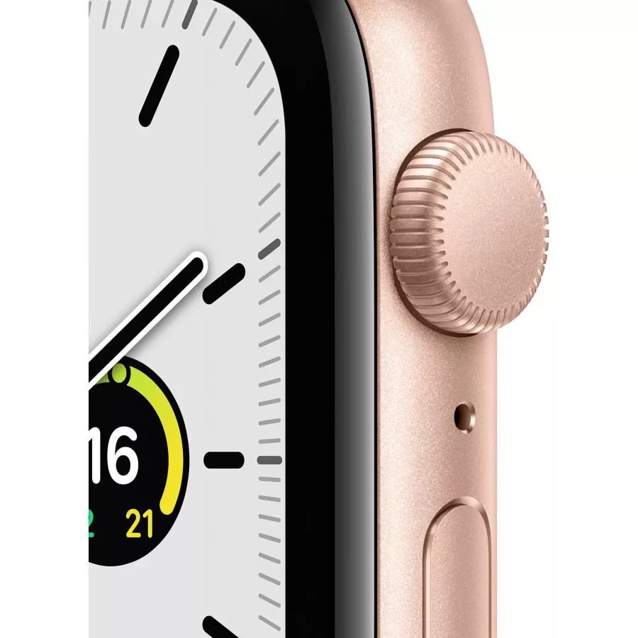 Apple Watch SE 44mm, алюминий золотого цвета, спортивный ремешок цвета «сияющая звезда». Вид 2