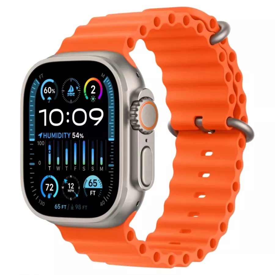 Купить Apple Watch Ultra 2, 49мм, корпус из титана, ремешок Ocean Orange в Сочи. Вид 1