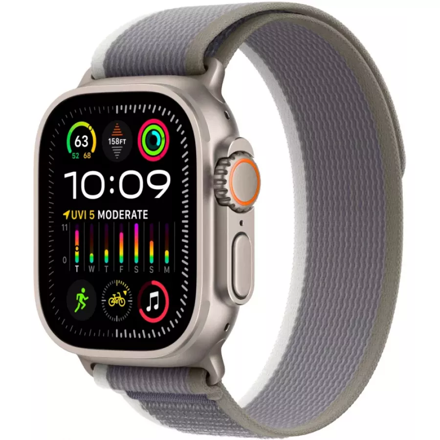Купить Apple Watch Ultra 2, 49мм, корпус из титана, ремешок Trail цвета Green/Gray, S/M (130-180мм) в Сочи. Вид 1