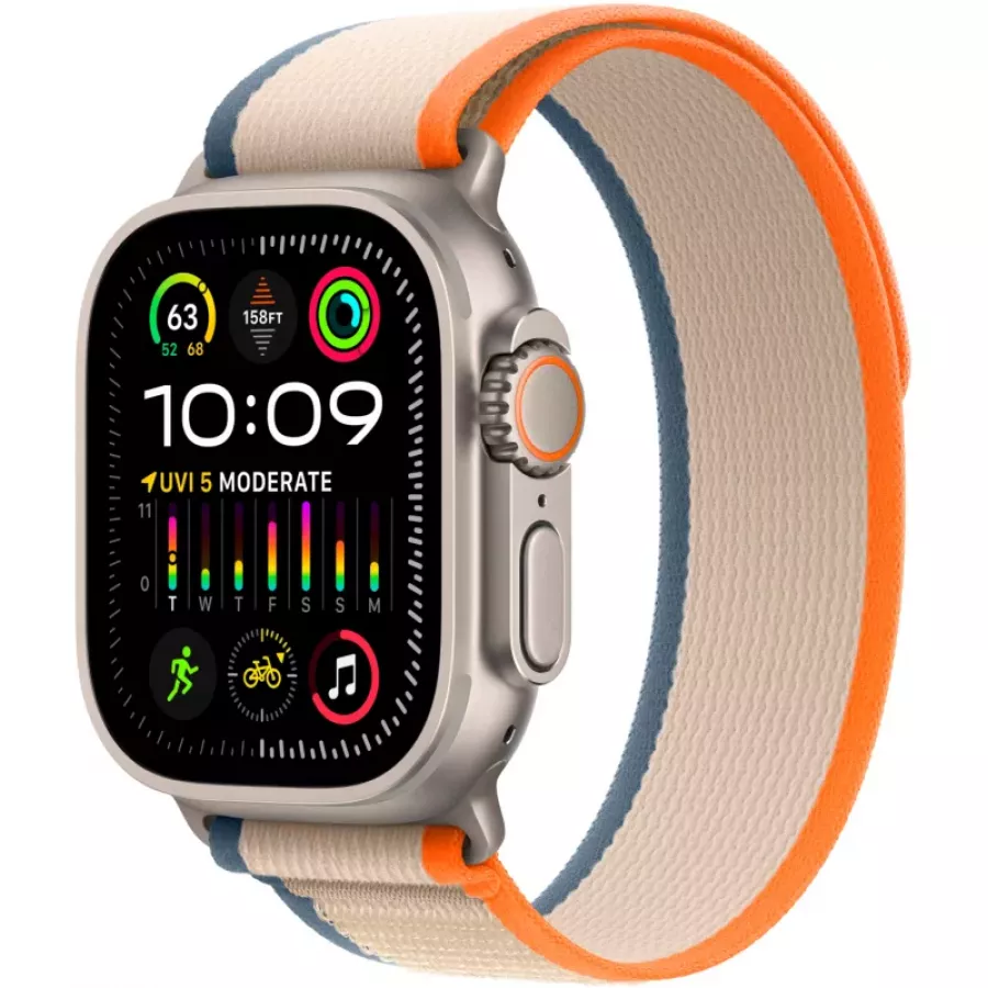 Купить Apple Watch Ultra 2, 49мм, корпус из титана, ремешок Trail цвета Orange/Beige, M/L (145-220мм) в Сочи. Вид 1
