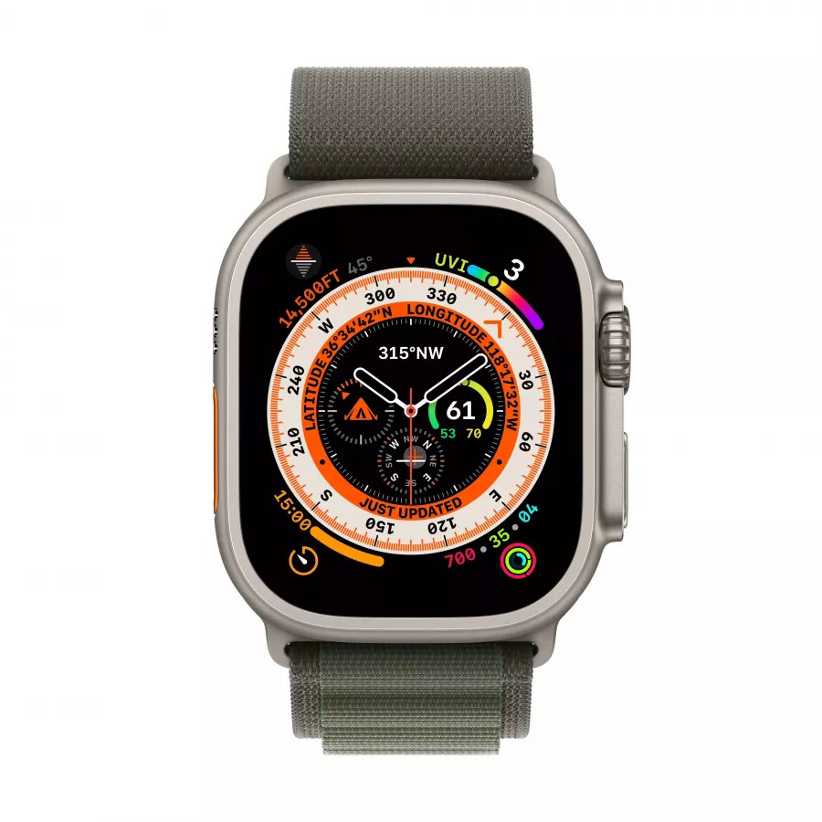Apple Watch Ultra GPS, 49мм, корпус из титана, ремешок Alpine зеленого цвета, L. Вид 2