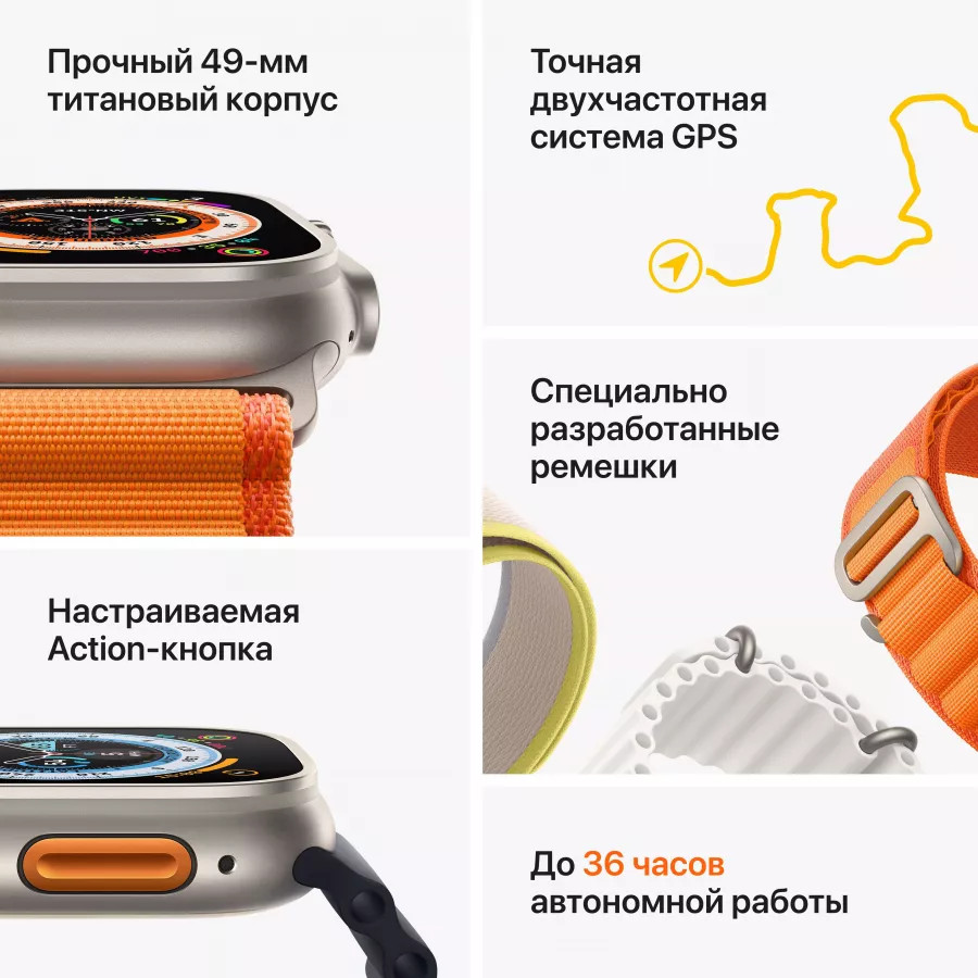 Купить Apple Watch Ultra GPS, 49мм, корпус из титана, ремешок Alpine зеленого цвета, S в Сочи. Вид 8