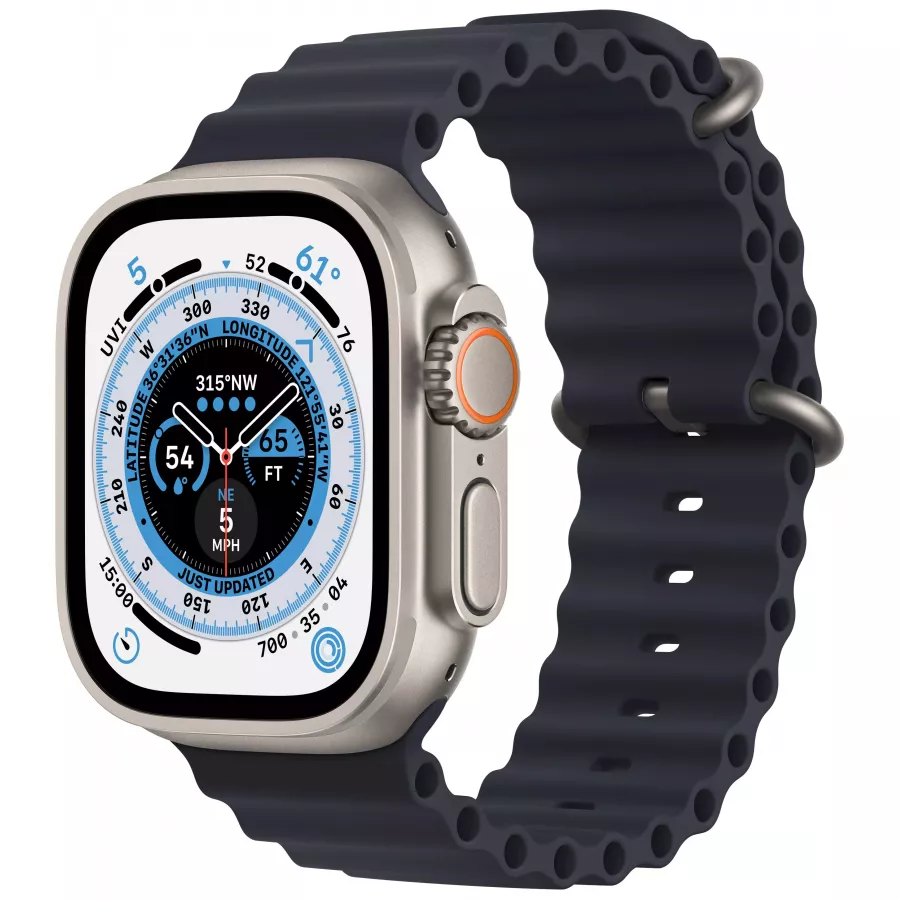 Купить Apple Watch Ultra GPS, 49мм, корпус из титана, ремешок Ocean цвета «темная ночь», One Size в Сочи. Вид 1