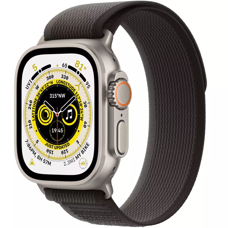 Купить Apple Watch Ultra GPS, 49мм, корпус из титана, ремешок Trail черно-серого цвета, M/L в Сочи. Вид 1