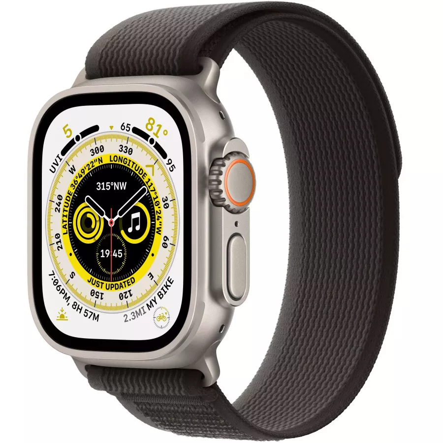 Купить Apple Watch Ultra GPS, 49мм, корпус из титана, ремешок Trail черно-серого цвета, S/M в Сочи. Вид 1