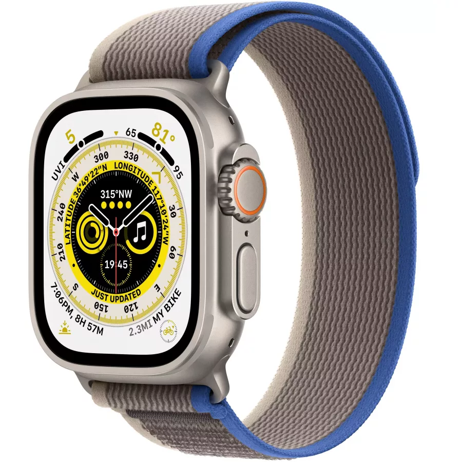 Купить Apple Watch Ultra GPS, 49мм, корпус из титана, ремешок Trail сине-серого цвета, M/L в Сочи. Вид 1