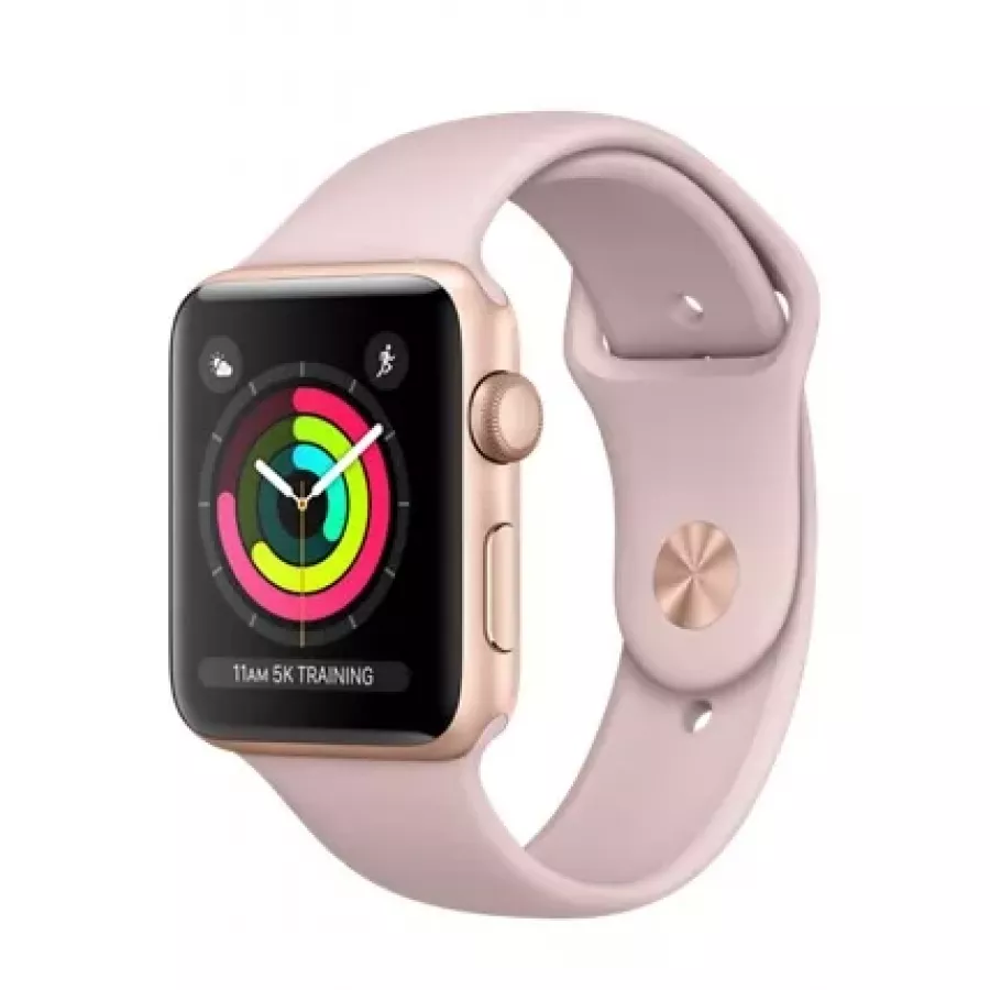 Apple Watch Sport Series 3 42mm, золотистый алюминий, спортивный ремешок цвета «розовый песок». Вид 1