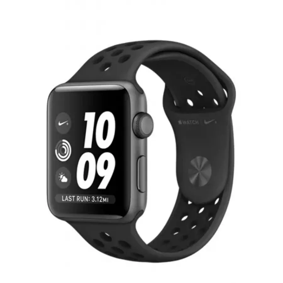 Купить Apple Watch Nike+ 42mm, алюминий «серый космос», спортивный ремешок Nike цвета «антрацитовый/чёрный» в Сочи. Вид 1