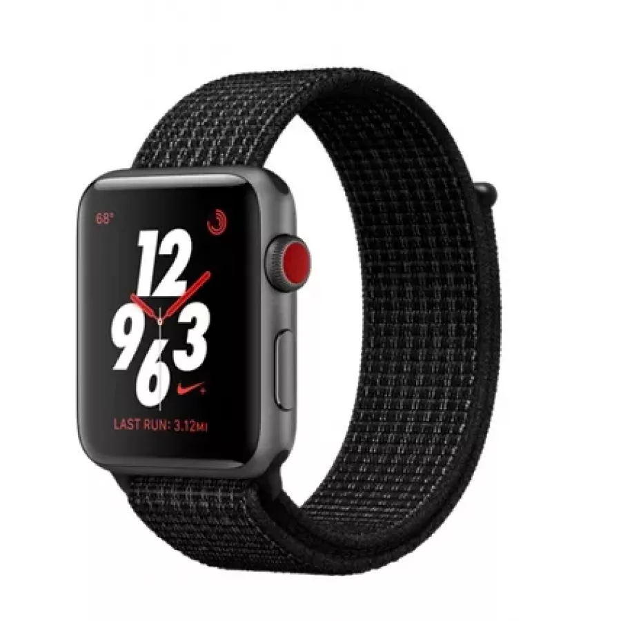 Купить Apple Watch Nike+ CELLULAR 42mm, алюминий «серый космос», ремешок Nike из плетеного нейлона цвета «чистая платина/чёрный» в Сочи. Вид 1