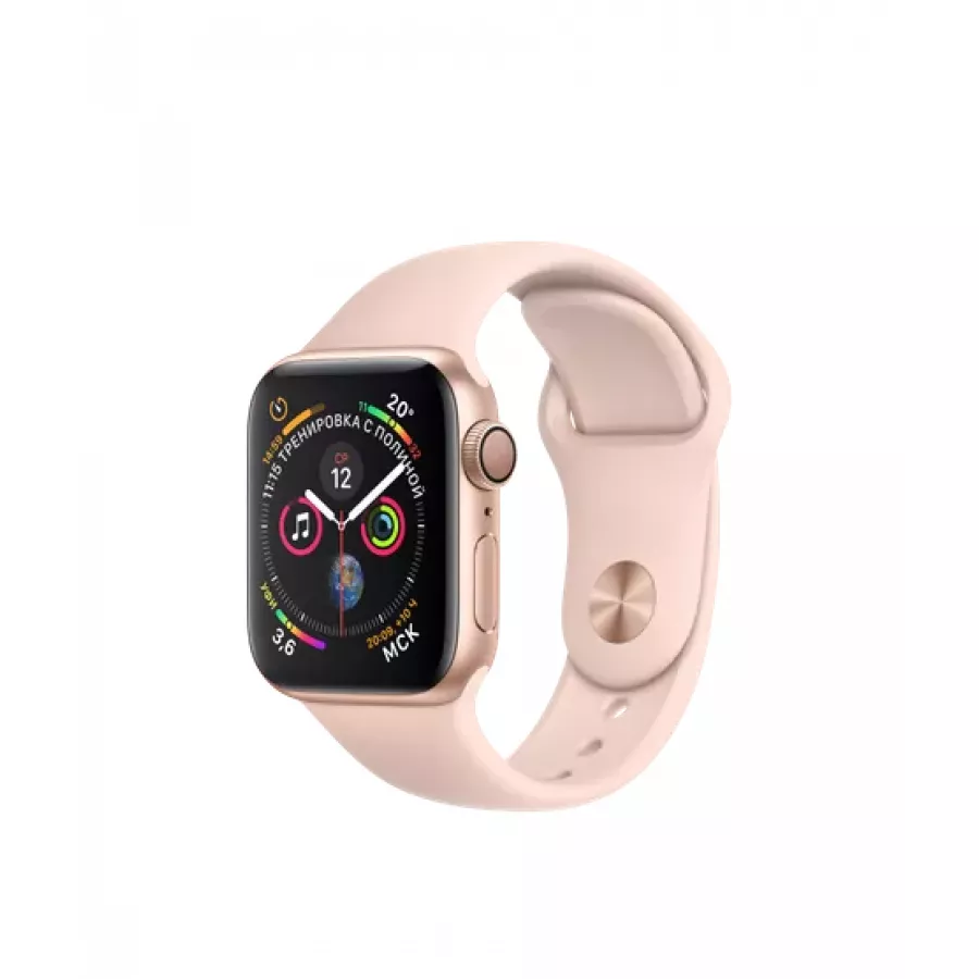 Купить Apple Watch Series 4 40mm, золотистый алюминий, спортивный ремешок цвета «розовый песок» в Сочи. Вид 1