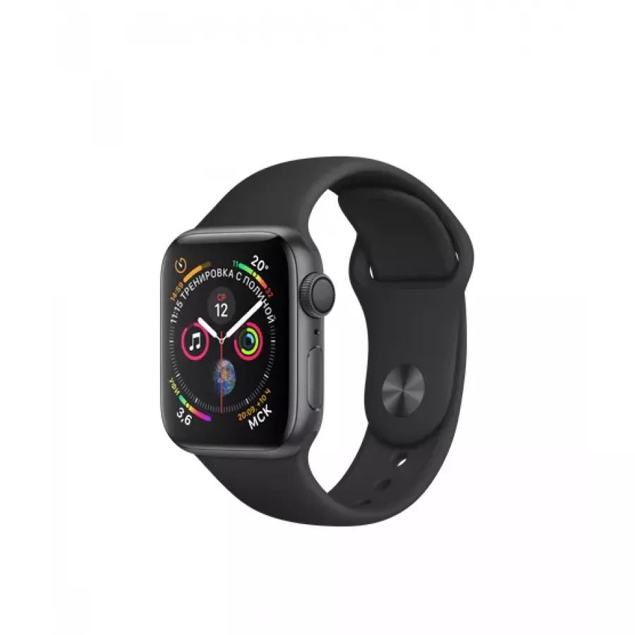 Купить Apple Watch Series 4 40mm, алюминий цвета «серый космос», спортивный ремешок черного цвета в Сочи. Вид 1