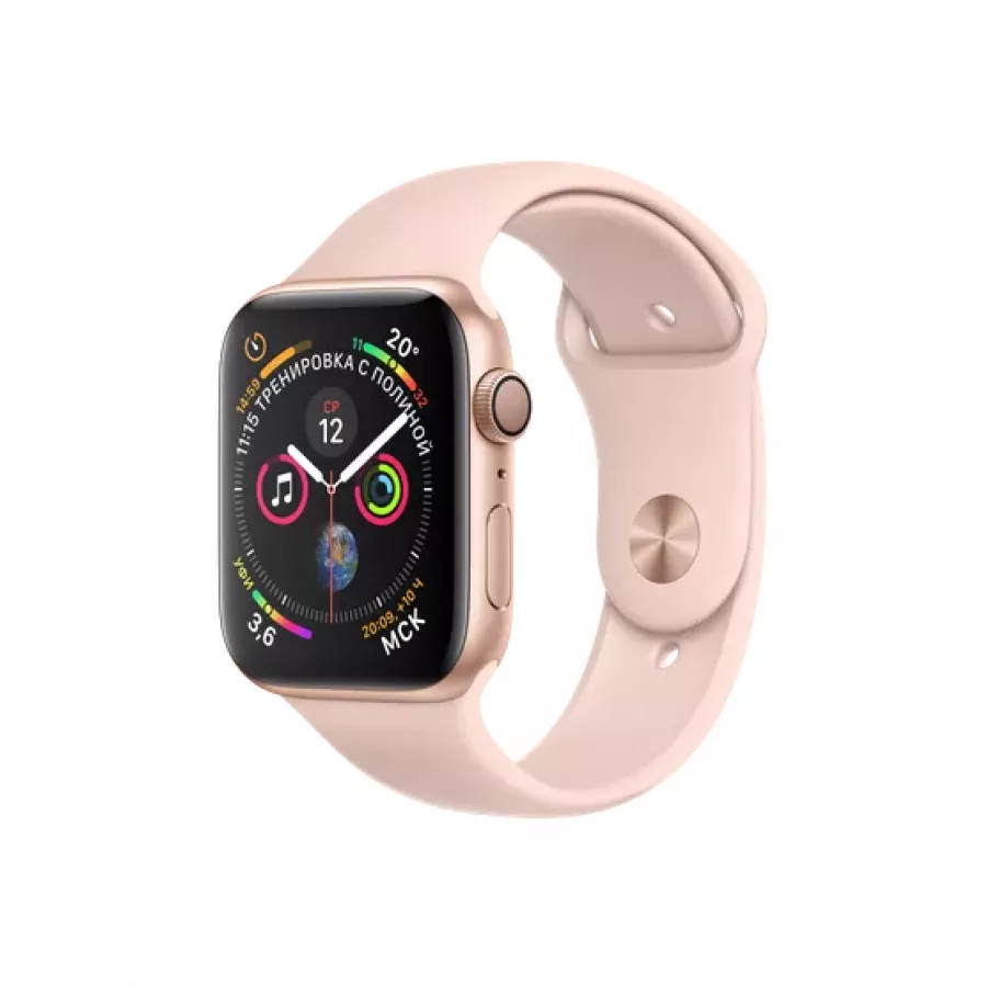 Купить Apple Watch Series 4 44mm, золотистый алюминий, спортивный ремешок цвета «розовый песок» в Сочи. Вид 1