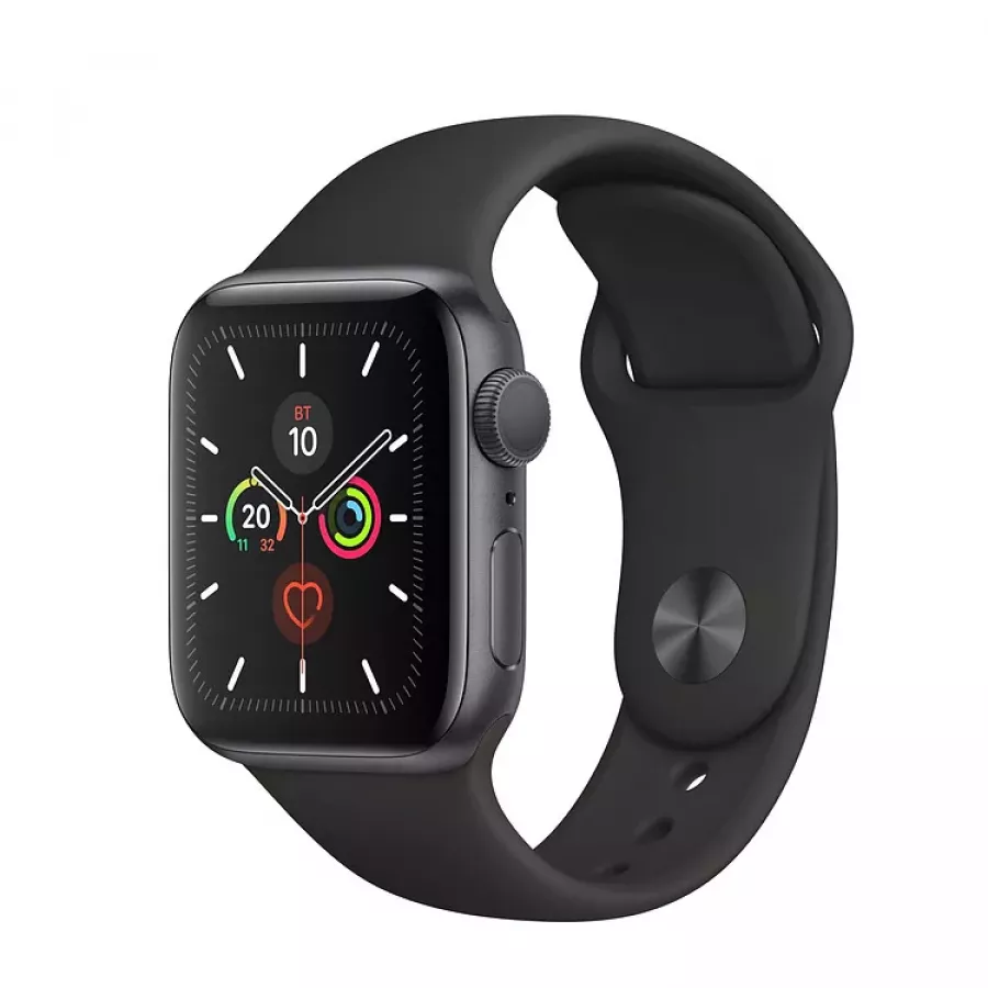 Купить Apple Watch Series 5 40mm, алюминий цвета «серый космос», спортивный ремешок черного цвета в Сочи. Вид 1