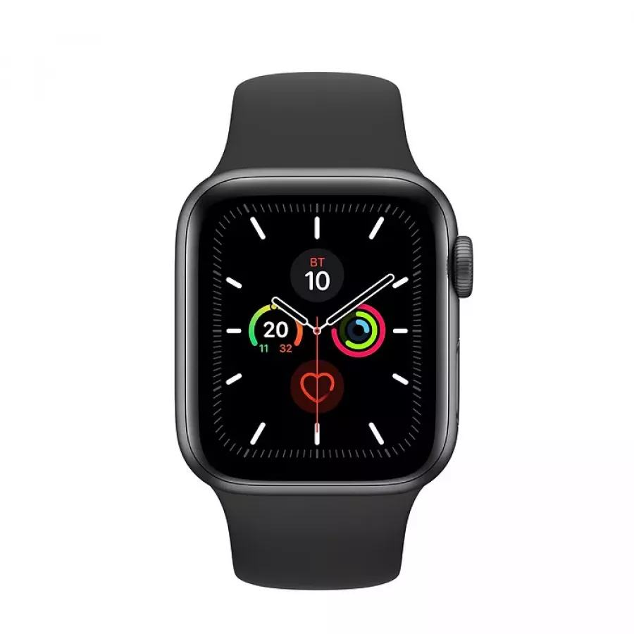 Apple Watch Series 5 40mm, алюминий цвета «серый космос», спортивный ремешок черного цвета. Вид 2
