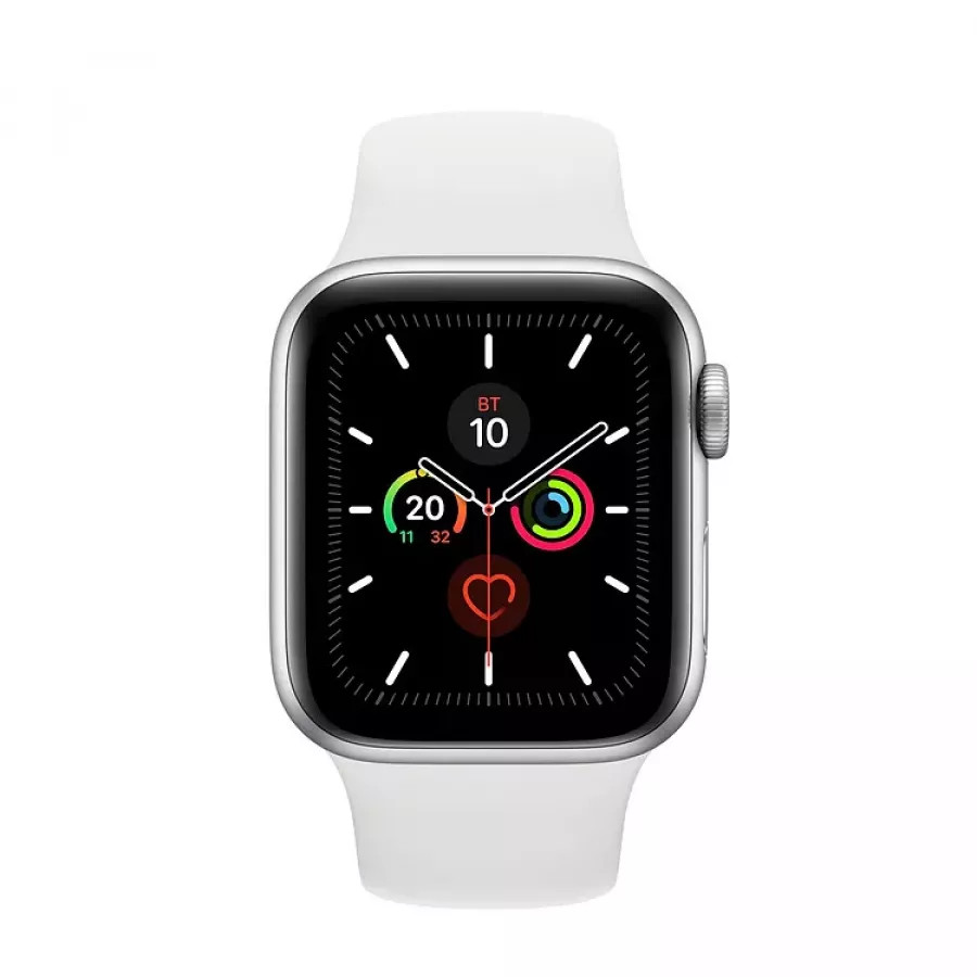 Купить Apple Watch Series 5 40mm, серебристый алюминий, спортивный ремешок белого цвета в Сочи. Вид 2