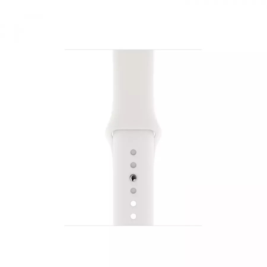 Apple Watch Series 5 40mm, серебристый алюминий, спортивный ремешок белого цвета. Вид 3