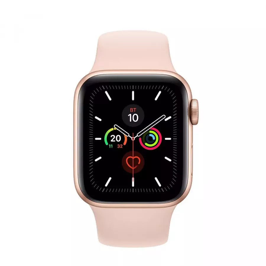 Apple Watch Series 5 40mm, золотистый алюминий, спортивный ремешок цвета «розовый песок». Вид 2