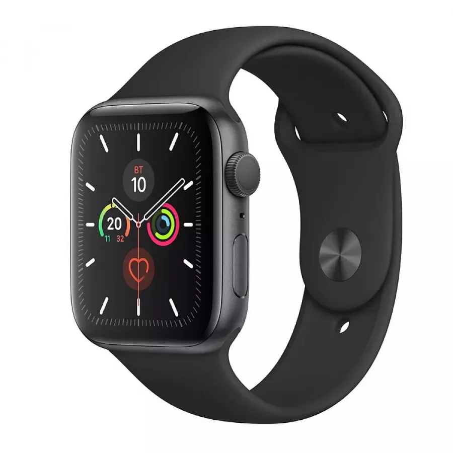 Купить Apple Watch Series 5 44mm, алюминий цвета «серый космос», спортивный ремешок черного цвета в Сочи. Вид 1