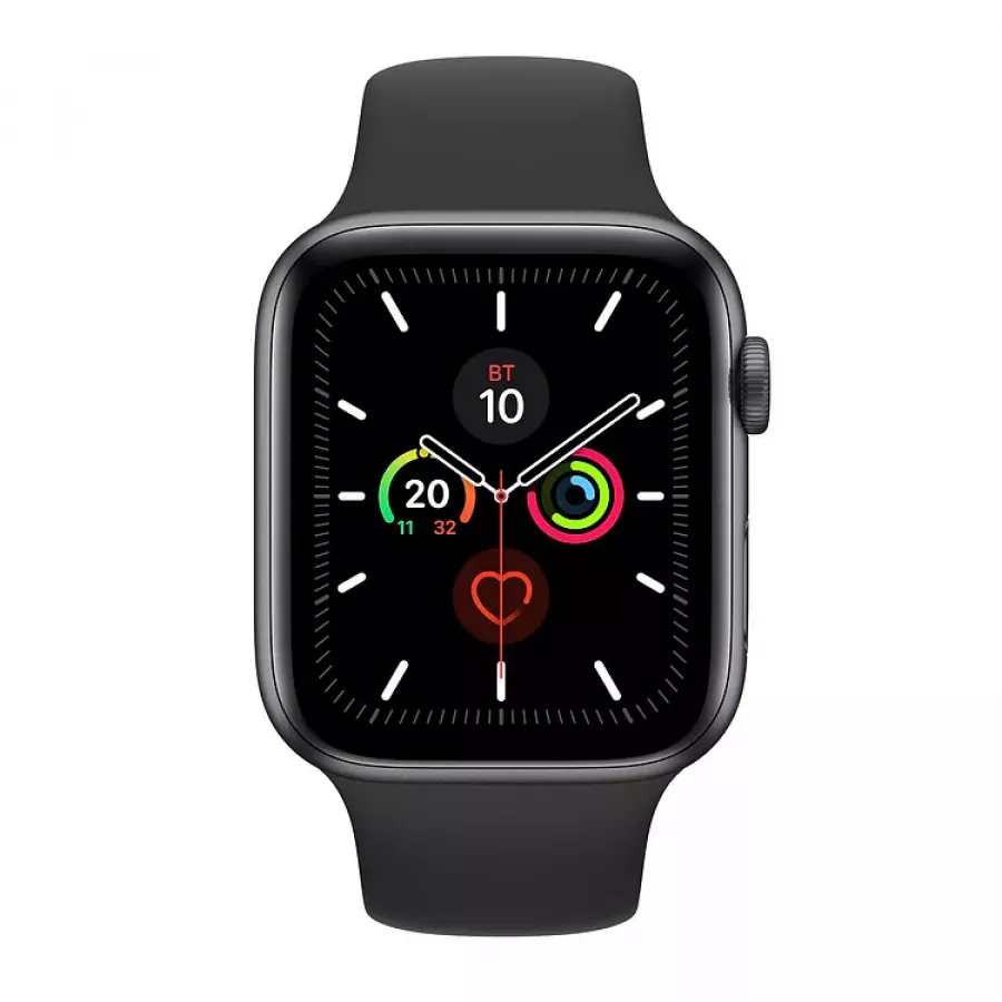 Apple Watch Series 5 44mm, алюминий цвета «серый космос», спортивный ремешок черного цвета. Вид 2