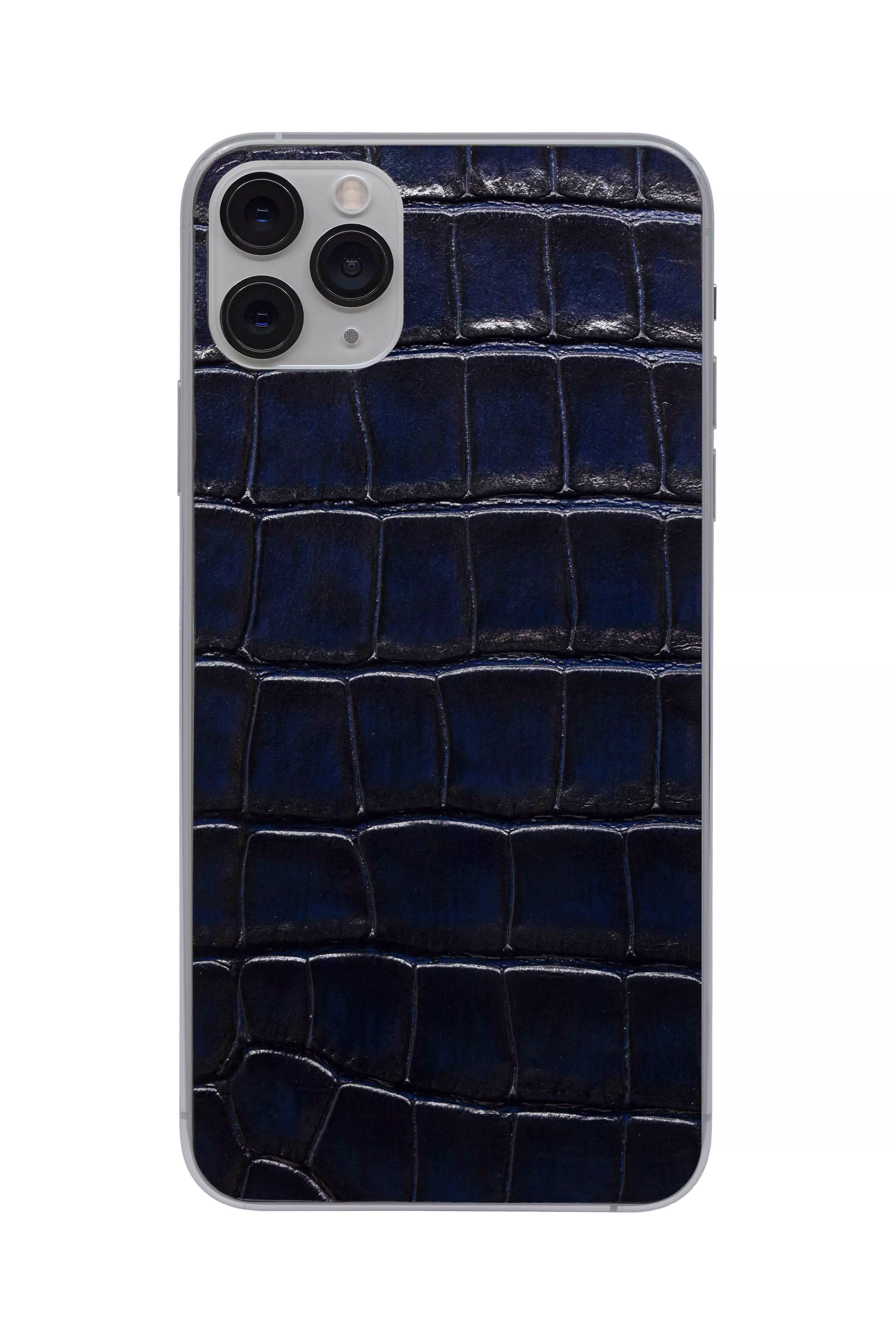 Защитная наклейка из натуральной кожи для iPhone 11 Pro Max, Вид Темно-синий. Вид 1