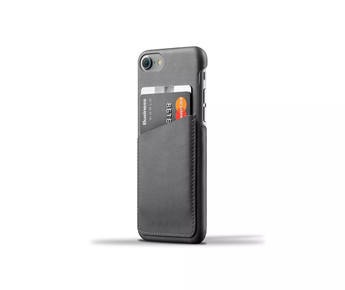 Чехол Mujjo Leather Wallet Case для iPhone 7/8/SE - Серый. Вид 1