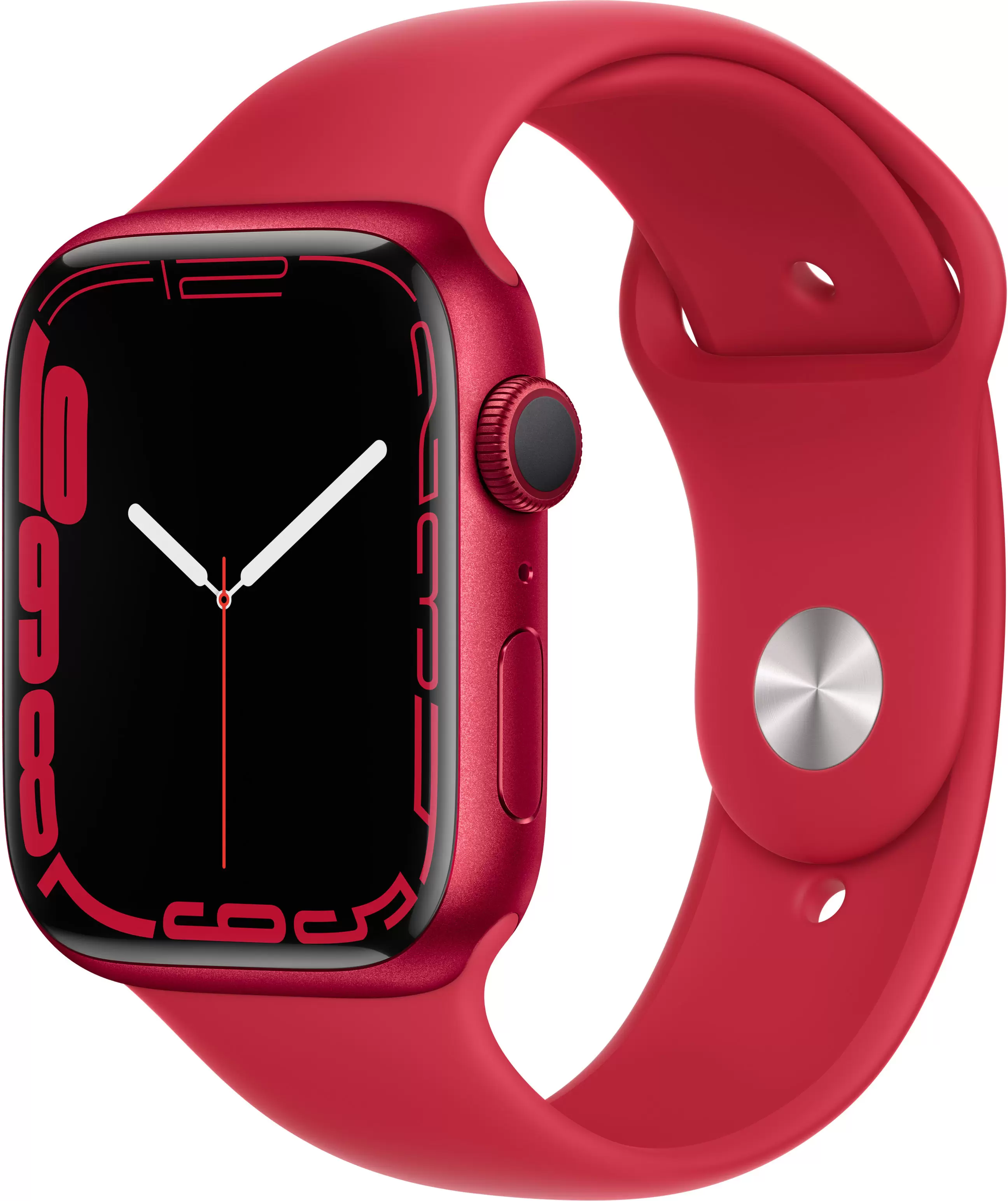 Apple Watch Series 7 45mm, алюминий красного цвета, спортивный ремешок (PRODUCT)RED. Вид 1